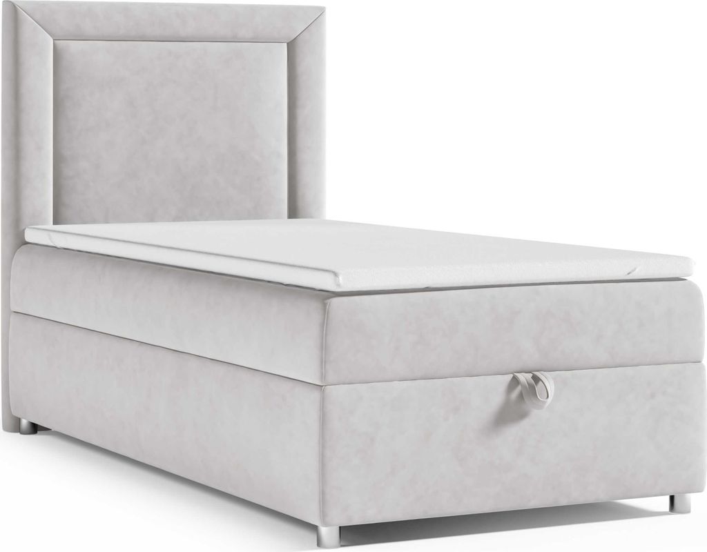 Best for Home Boxspringbett mit Bettkasten Trinity K3-SINGLE 90x200 Bonellfederkern inkl. Topper - Silber
