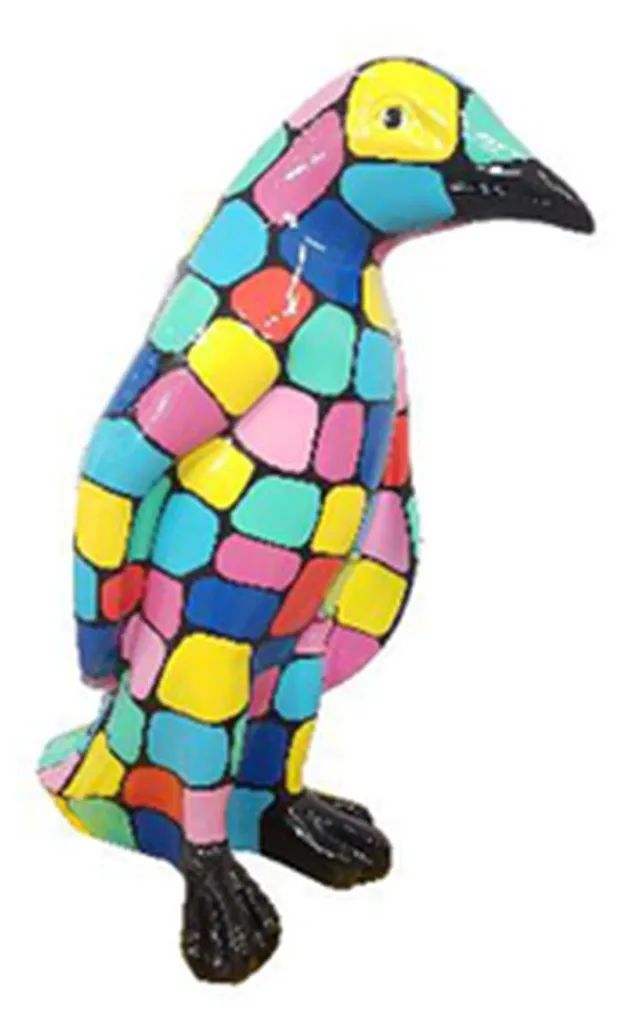 Sculpture pingouin décorative en résine 70cm multicolore style moderne