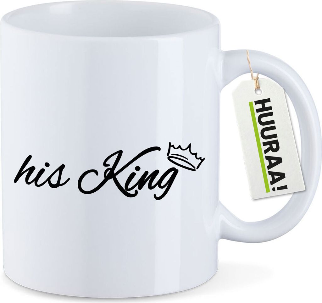 Huuraa Kaffeetasse his King Krone 330ml Weiß Keramik Kaffeebecher Geschenkidee