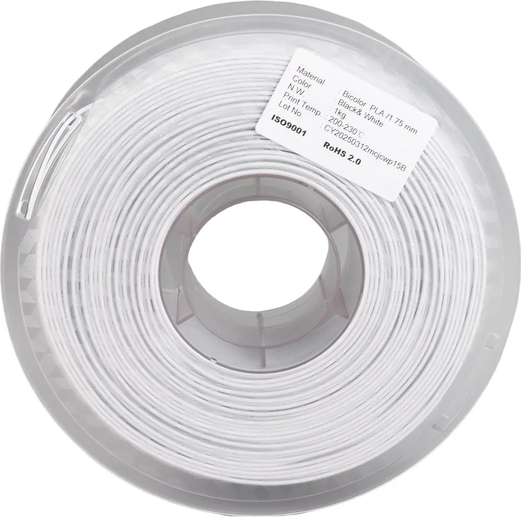 Filament 3D PLA Bicolore Noir et Blanc pour Créations Déco et Design