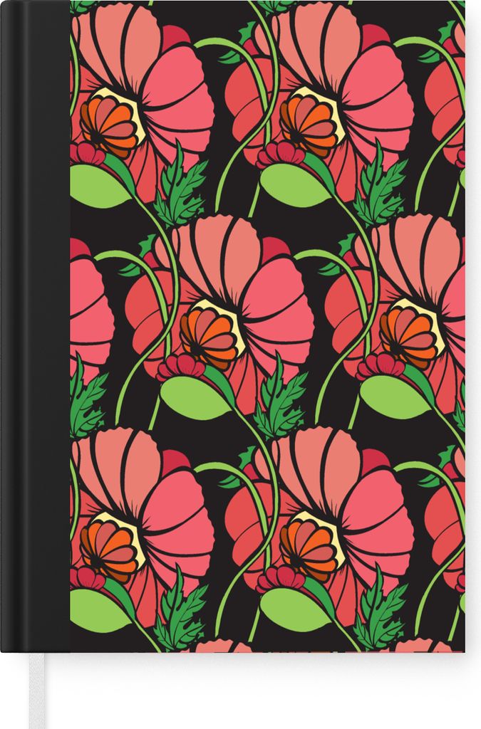 MuchoWow Notizbuch Tagebuch Haushaltsbuch Notebook A5 Blumen - Natur - Rosa - Muster - Notizblock - Notizheft - Notebook - Schreibblock - Papier