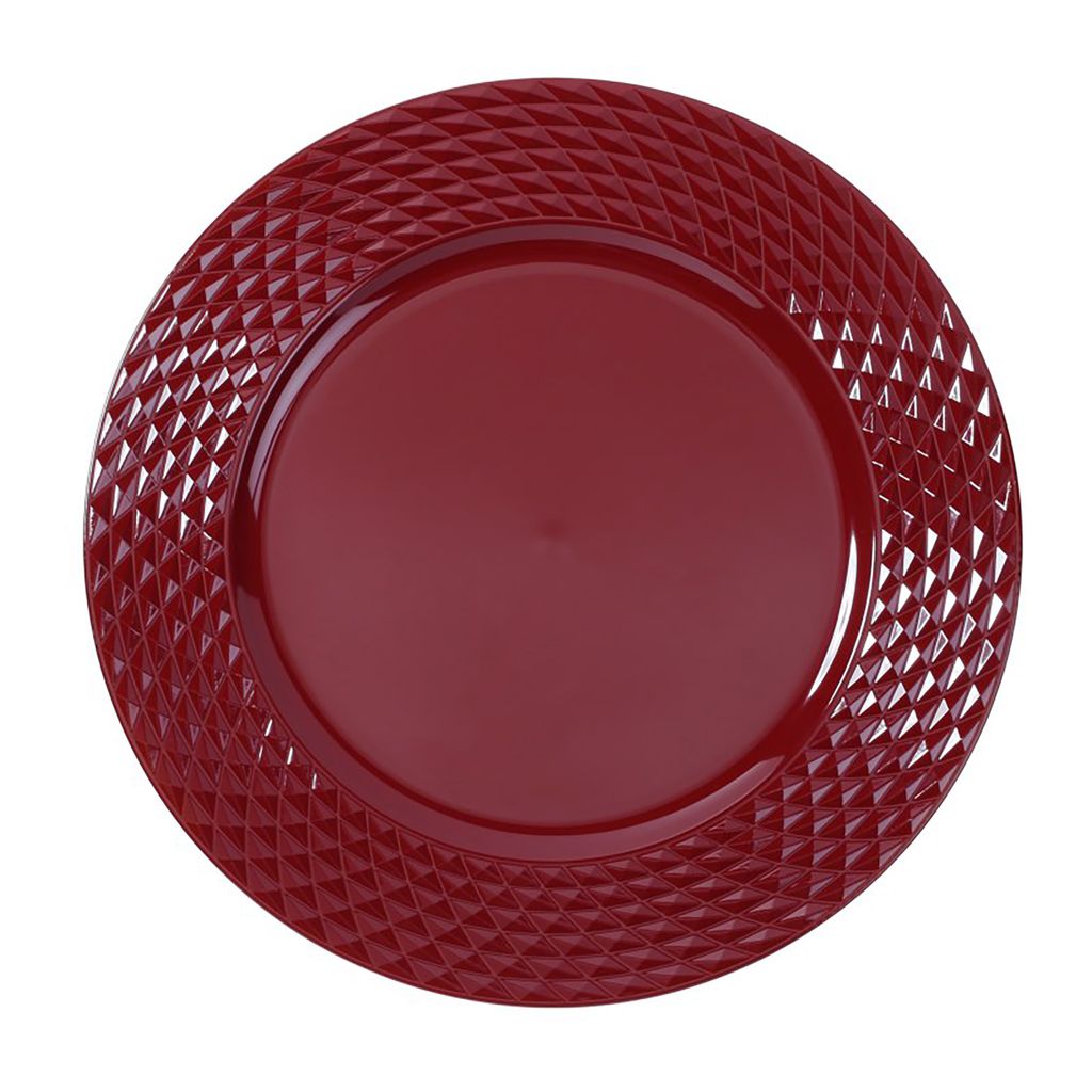 Dekoteller 33cm Kunststoff Rauten - Rot