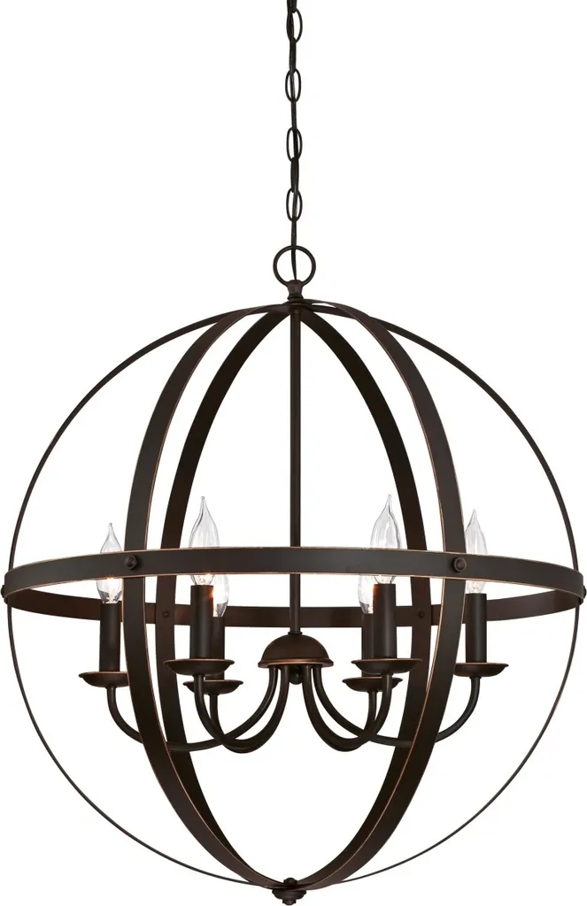 Grand lustre 6 flammes bronze huilé pour éclairer une pièce sombre