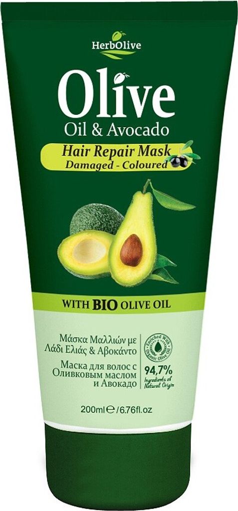Herbolive Haarmaske Olivenöl & Avocado Haarreparaturmaske beschädigt - farbig Haar