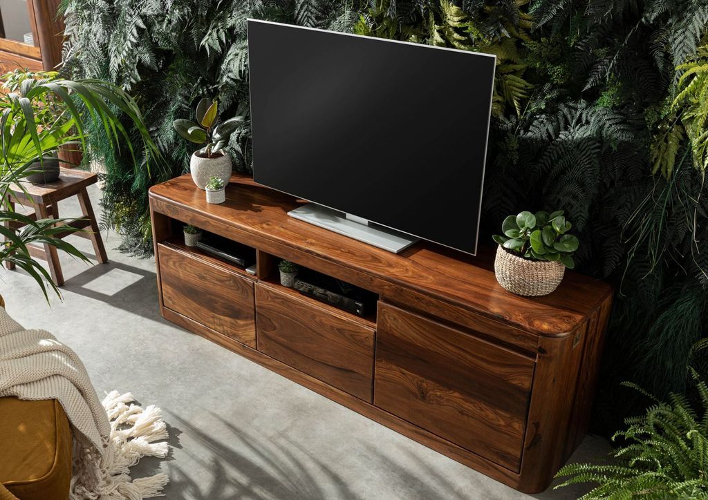 MASSIVMOEBEL24 TV-Board Sheesham 178x40x58 walnuss gewachst TORONTO #220