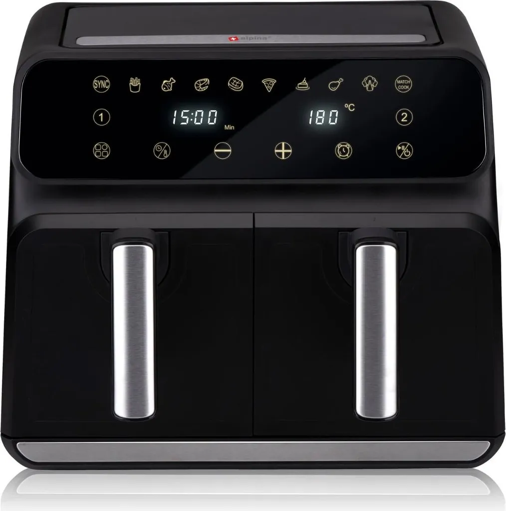 Airfryer double compartiment 8L Alpina 1700W Noir avec cuisson synchronisée