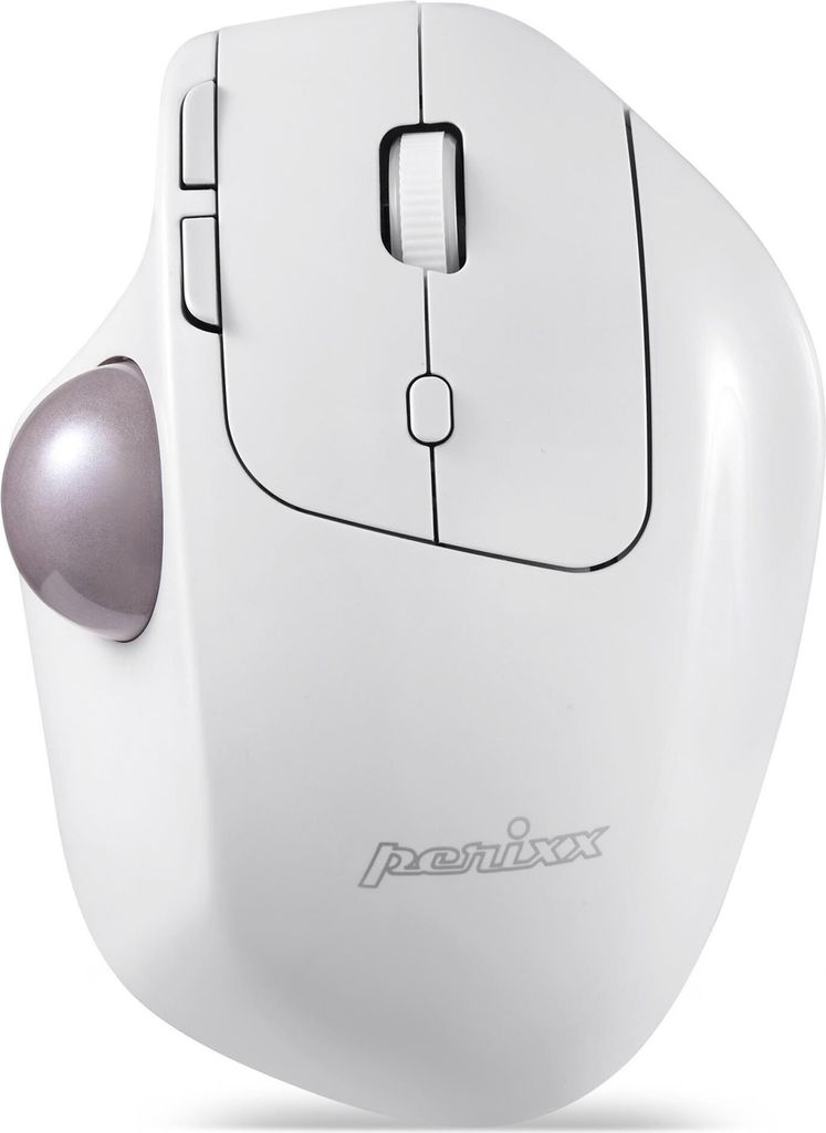Perixx PERIMICE-720 W, Bluetooth, ergonomische Trackball Maus, schnurlos, weiß
