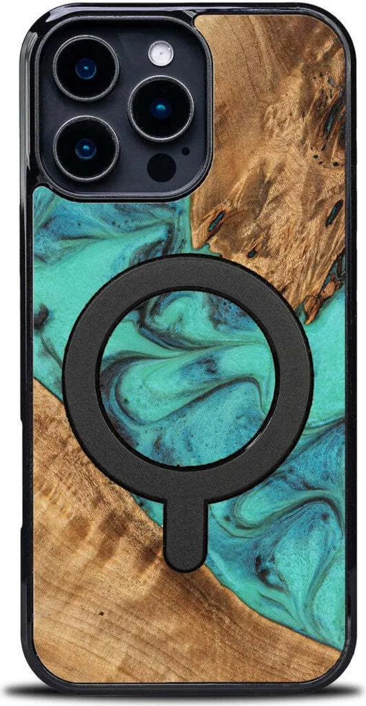 Custodia iPhone 16 Pro Max Bewood Unique Turchese Legno MagSafe