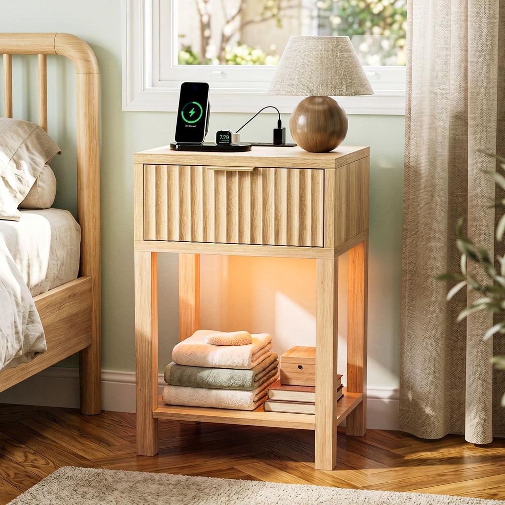 ALIGHTUP Nachttisch mit Ladestation,  LED-Beleuchtung, 1 Produktbild 