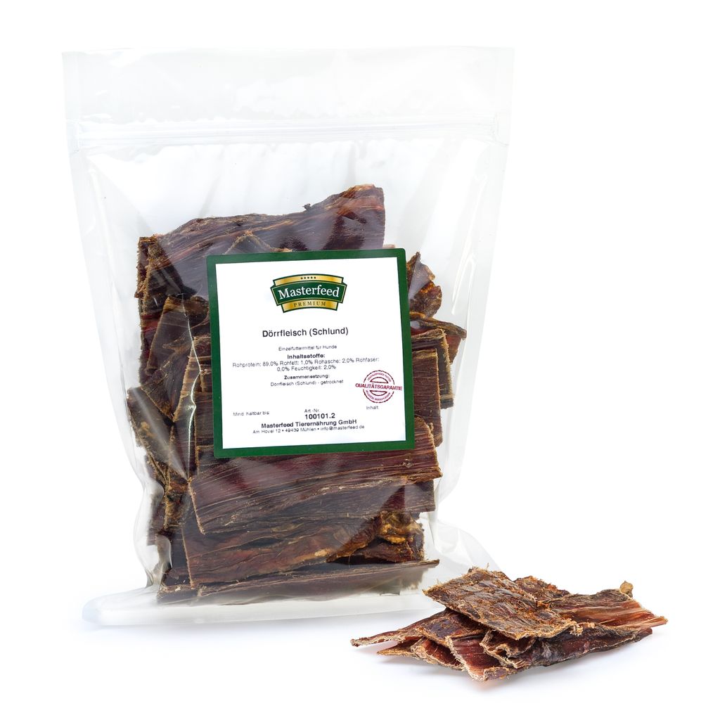 Masterfeed Rinderschlund Dörrfleisch Platten 10 cm, Getrocknet, 100% Natürlich, , Kauartikel, Kausnacks für Hunde