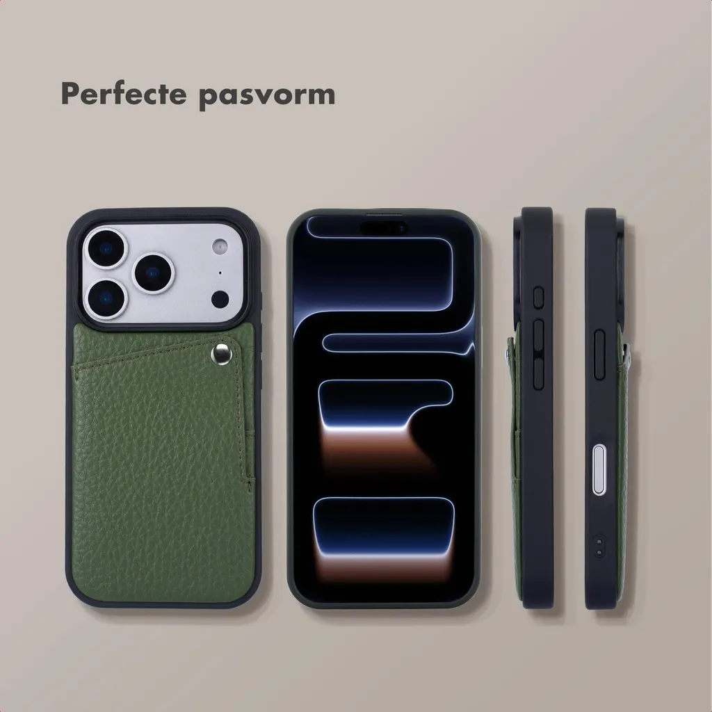 Custodia Professionale Selencia Riva iPhone 17 Pro Sage Green Porta Carte - 6