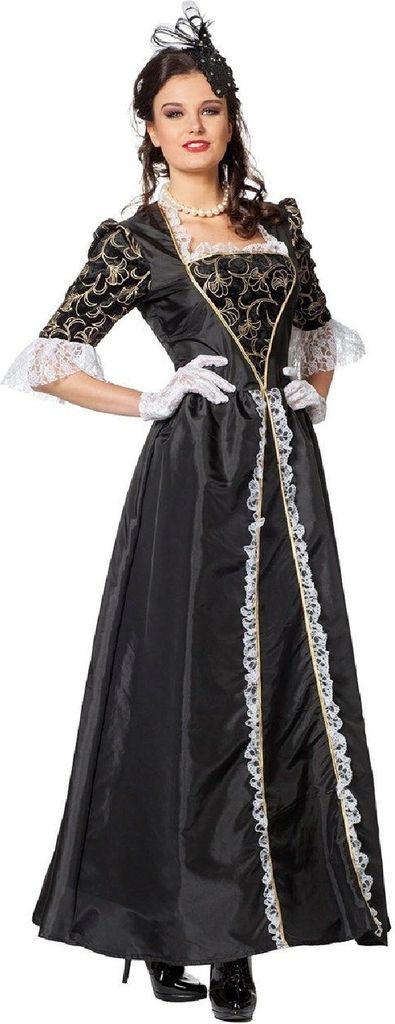 W4084C-38 schwarz Damen Marquisen Kleid Rokoko Kostüm Gr.38