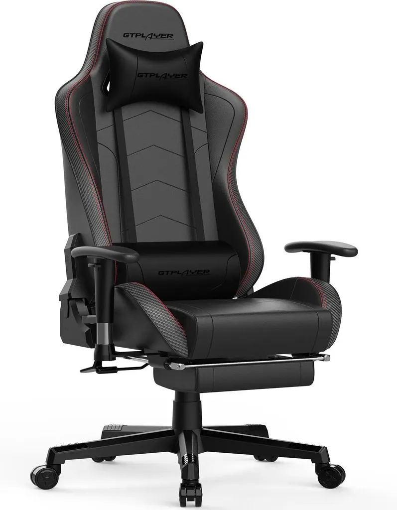 Fauteuil de bureau ergonomique GT890MF en cuir noir pour manager