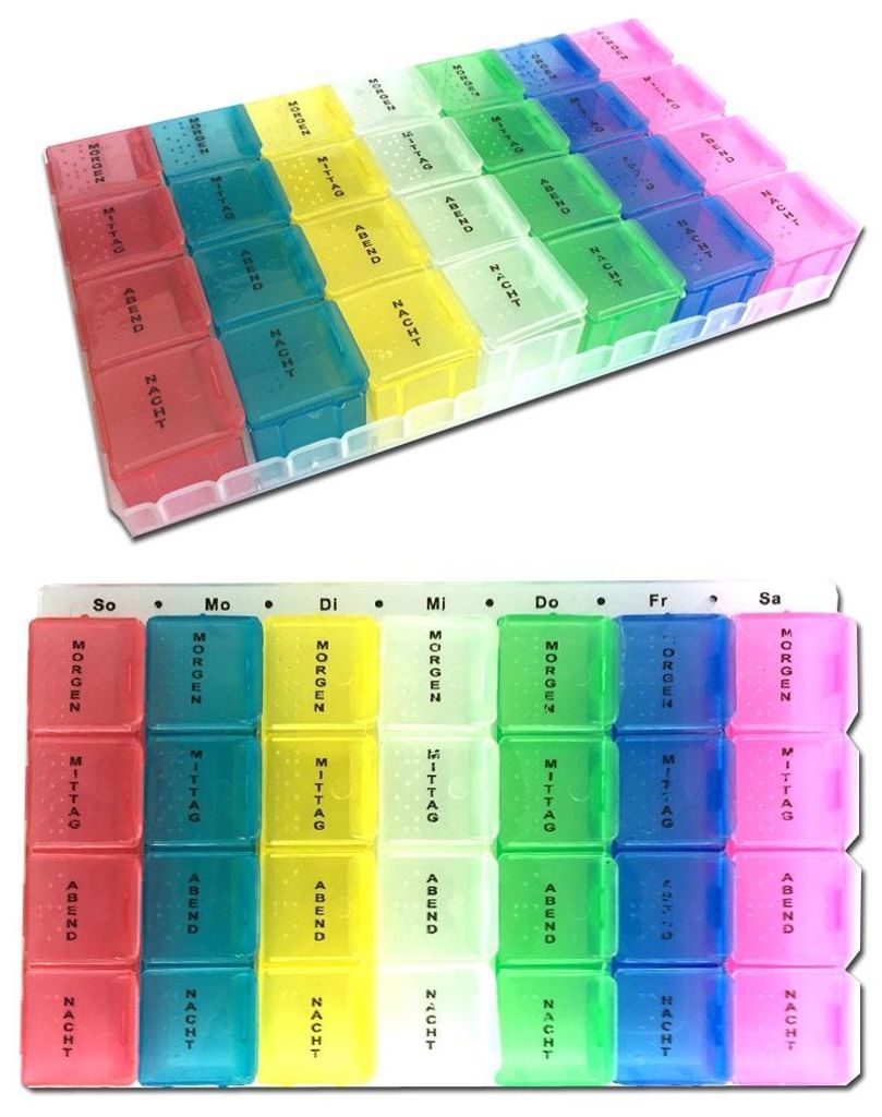 2x Tablettenbox 7 Tage Pillendose Medikamentenbox Tablettendose bunt