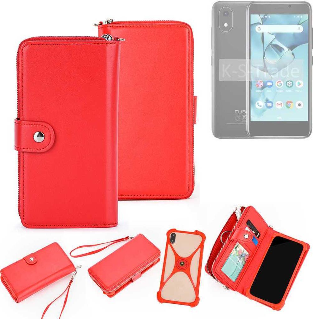 K-S-Trade 2in1 Schutzhülle Portemonnee Handyhülle mit Bumper kompatibel mit Cubot J10 Hülle Case Etui Geldbörse Smartphone rot (1x)