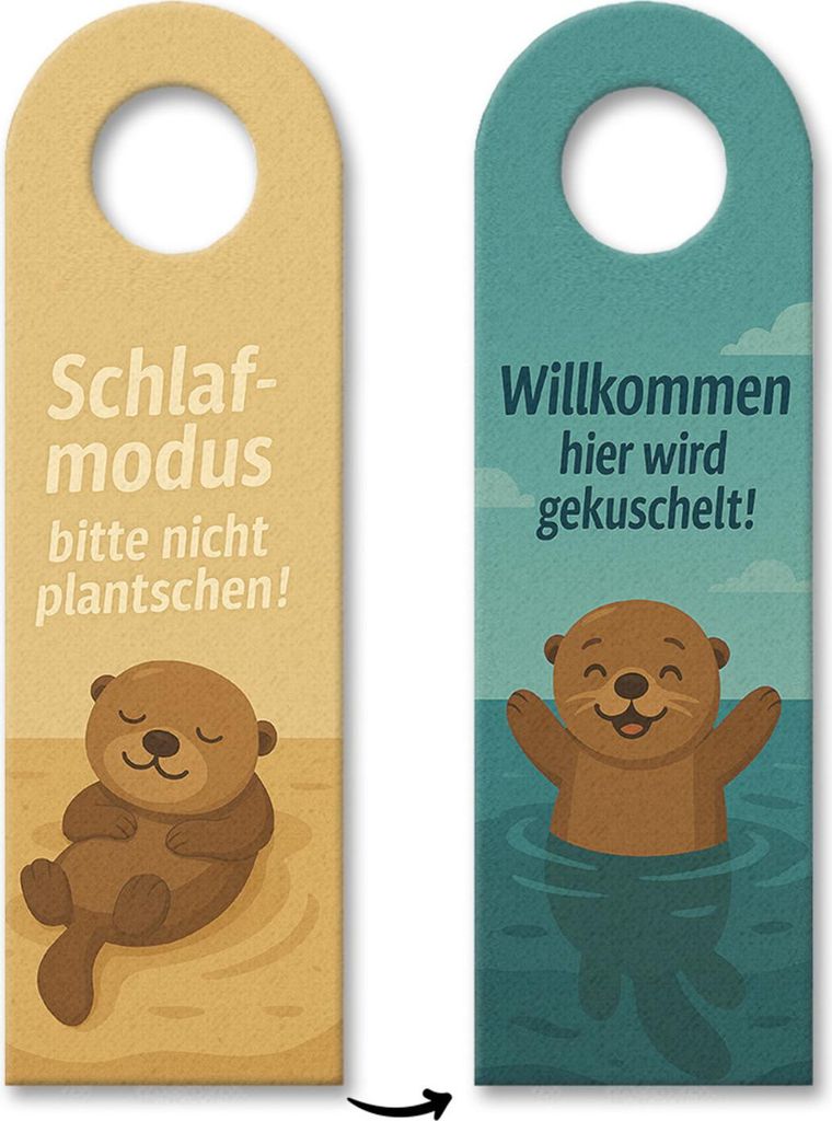 Schlafmodus Otter Willkommen Türhänger mit Spruch