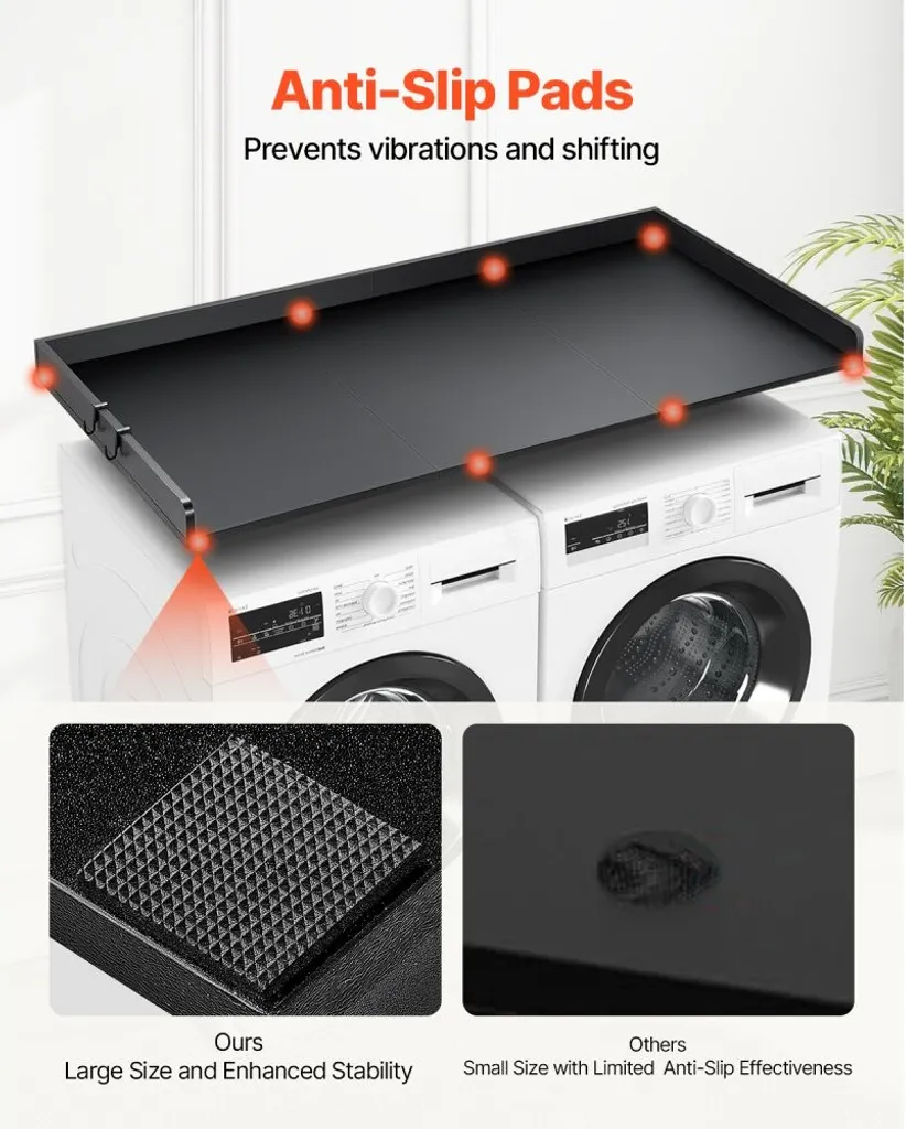 Tablette de recouvrement noire pour machine à laver et sèche-linge