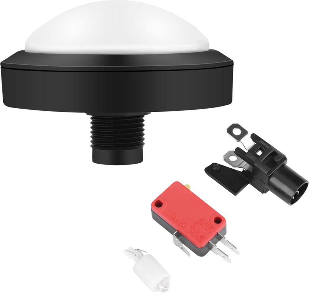 100 mm massiver Arcade-Knopf mit LED-Konvexität, Konsolenersatz (weiß)