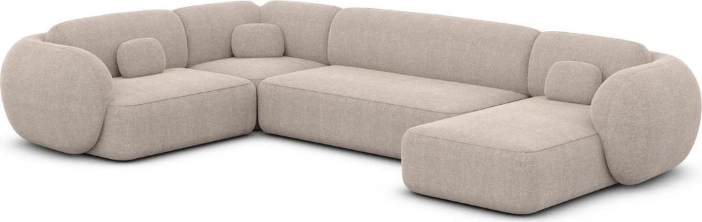 Strukturstoff U-Form XL Wohnlandschaft Mira Beige Rechts