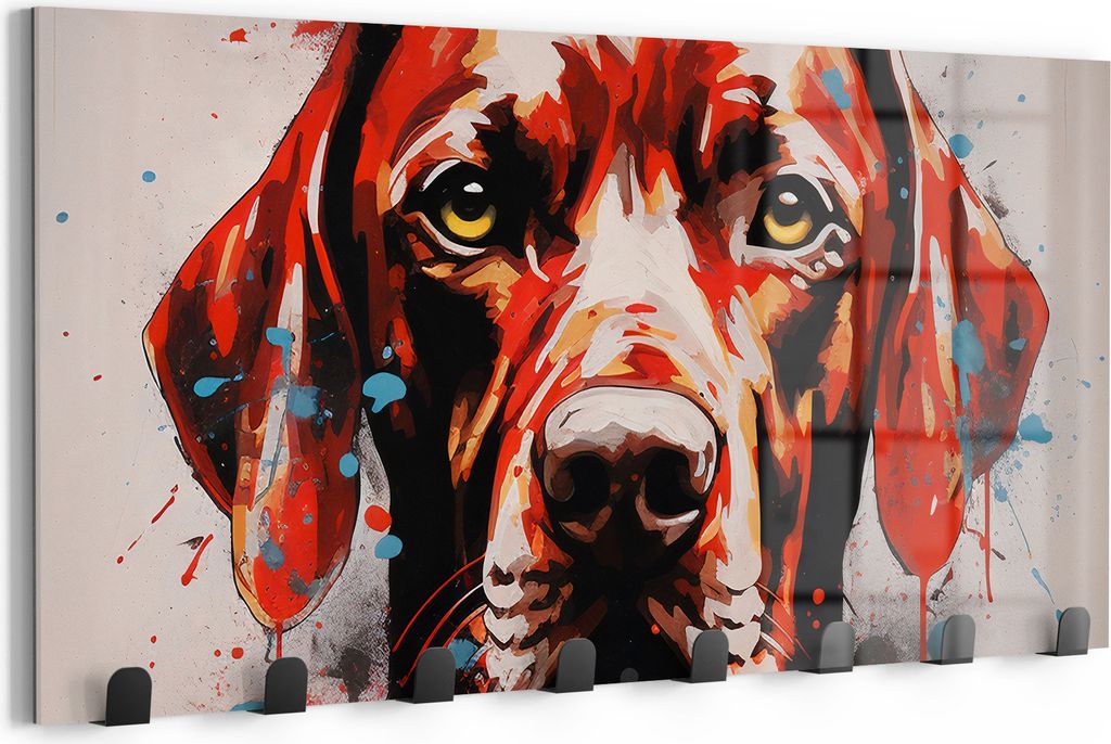 DEQORI Kleiderhaken Glas 60x30 cm 'Rotgekleideter Wächter' Wand Garderobe beschreibbar Paneel