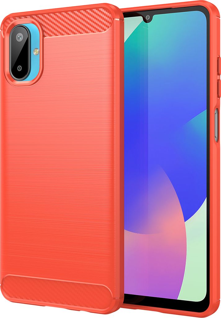 Hülle für Samsung Galaxy M06 5G Carbon-Faser Weich TPU Silikon Stoßfest Handyhülle Rot