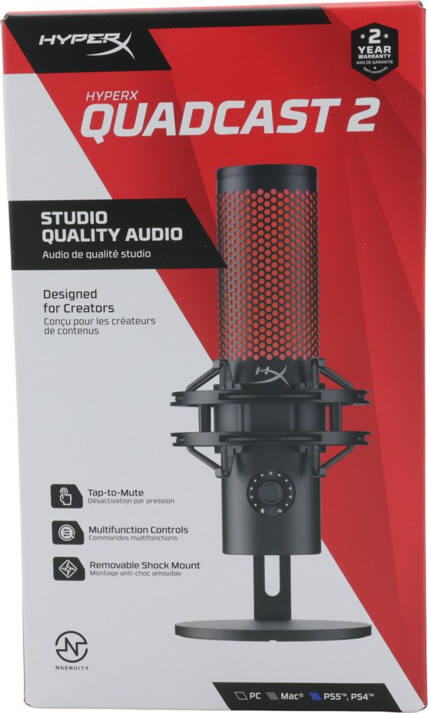 HyperX QuadCast 2 – USB-microfoon (zwart), Productafbeelding 