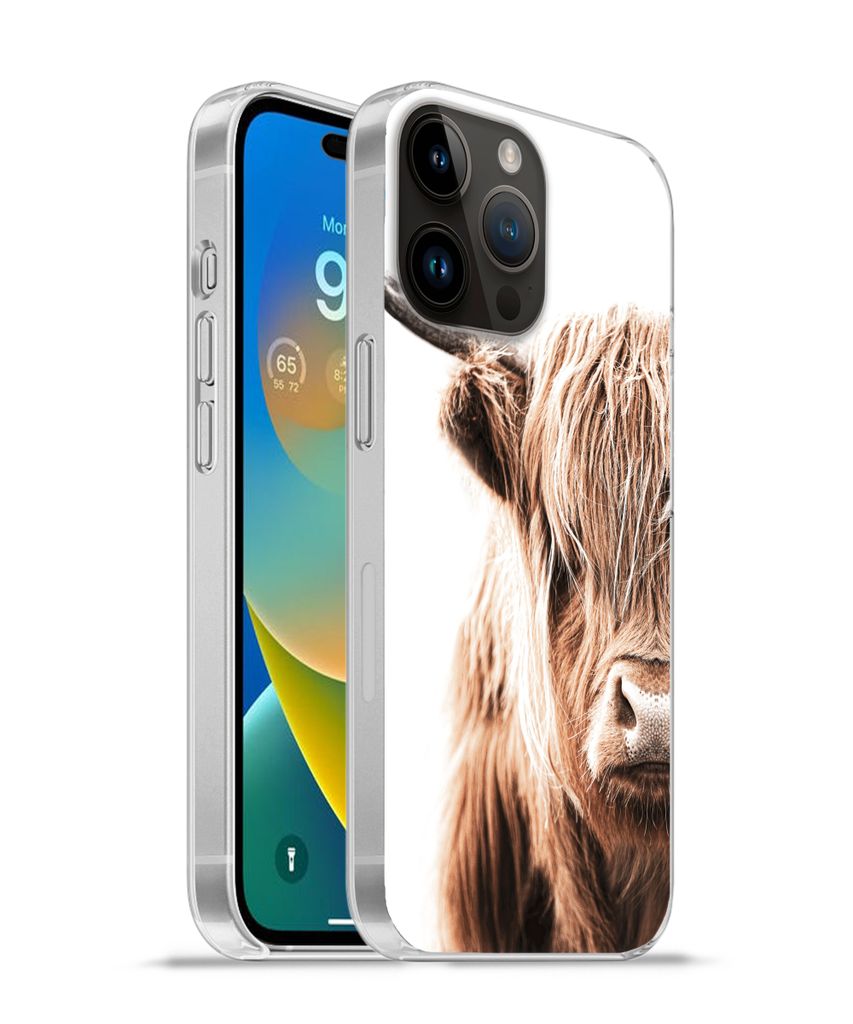 MuchoWow Handyhülle Schutzhülle Hülle für Apple iPhone 14 Pro Max Schottischer Highlander - Kuh - Tiere Silikon Softcase Handy Hülle - Hardc...