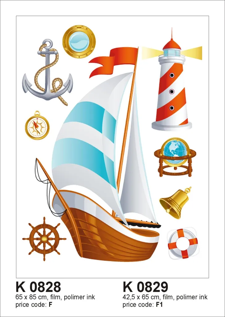 Sticker mural géant bateau voile pour décoration de chambre enfant