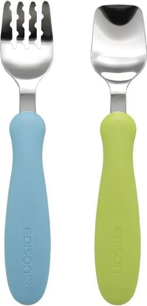 Set de couverts Kiwi Sky pour bébé avec une assiette ergonomique sûre