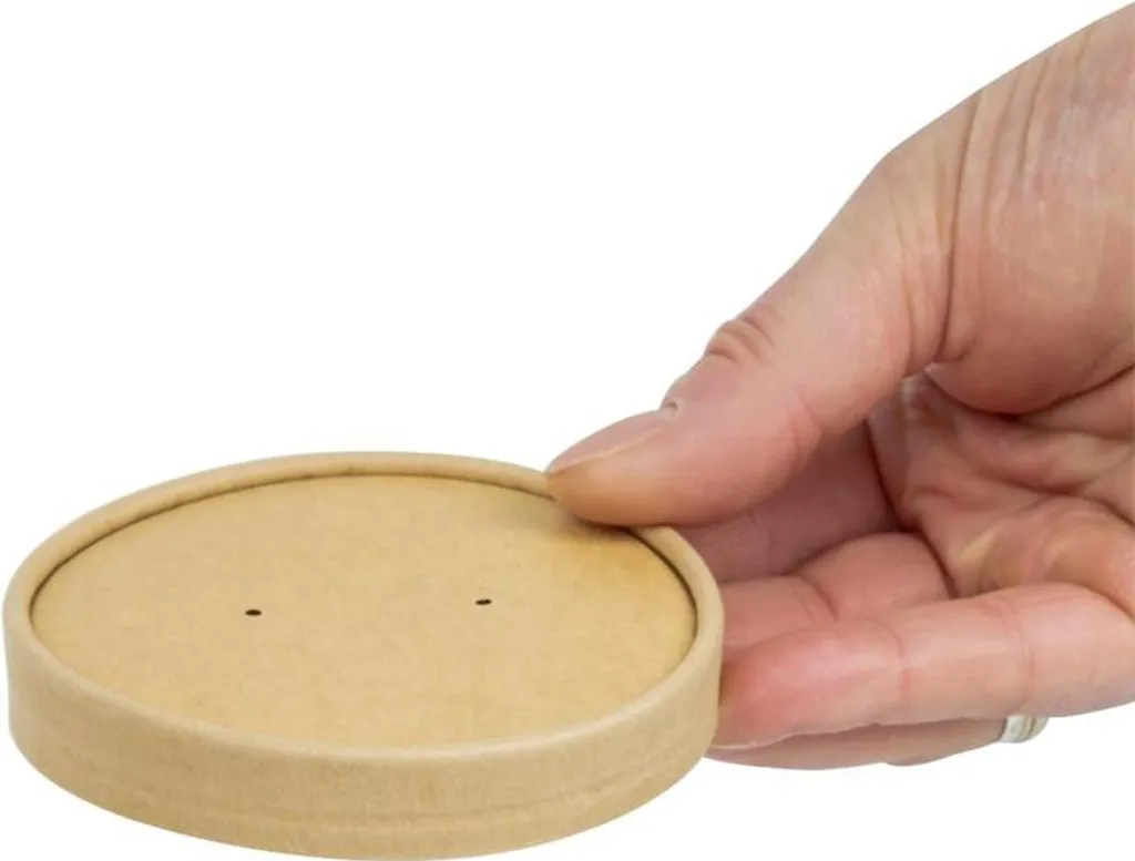 Couvercle papier kraft micro-ondable pour pot à soupe 450 ml - Lot de 500 - 5