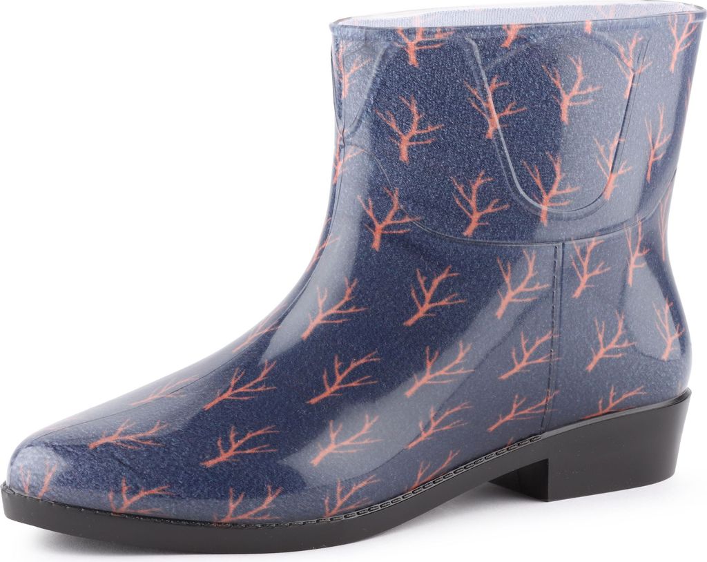 Ladeheid Damen Kurze Gummistiefel Stiefeletten bunt Regenschuhe wasserfest mit Muster LAZT201802 (Marine/Bäume 103M, 38 EU)