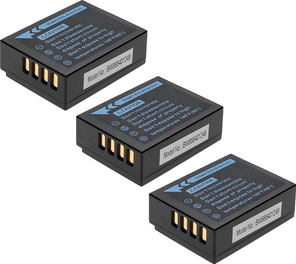 EXTENSILO 3x Akku Ersatz für Fujifilm NP-W126, NP-W126s für Produktbild 