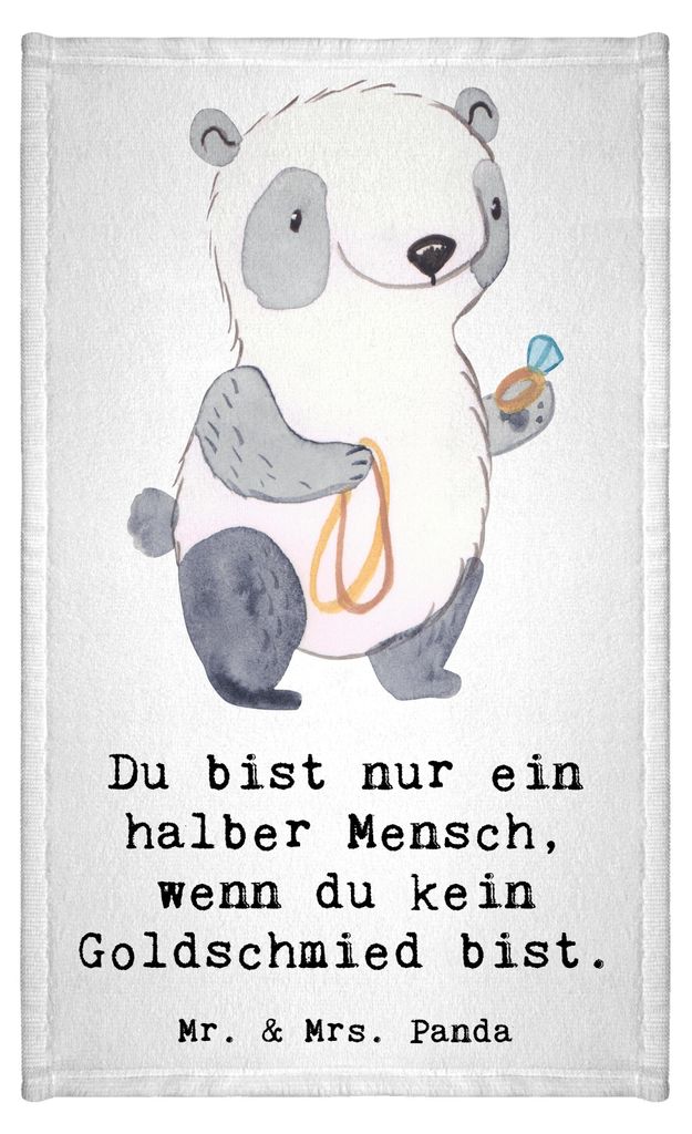 Mr. & Mrs. Panda Handtuch Goldschmied Herz - Weiß - Geschenk, Schmuckgeschäft, Lustig, badezimmer, Spruch, Gäste-WC, Klein, Frotteetuch, gäste ...