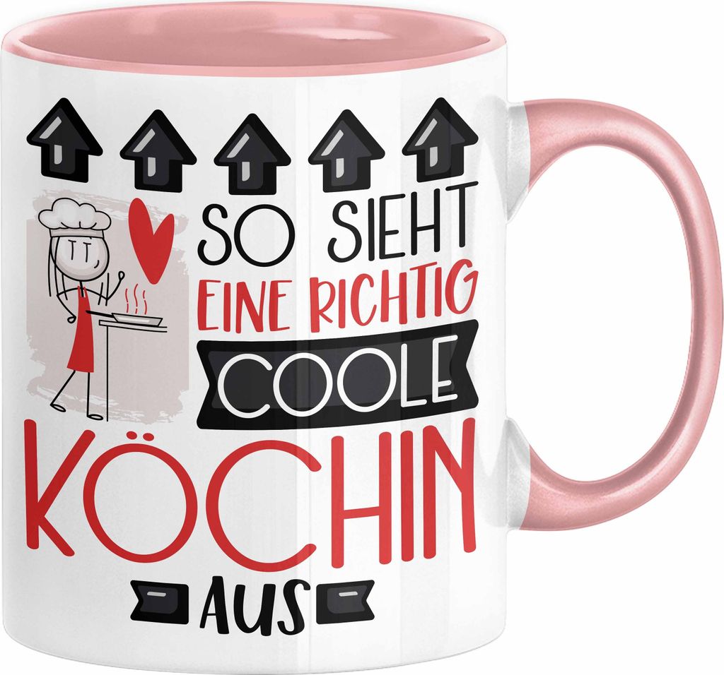 Köchin Geschenk Tasse Lustig Geschenkidee für Köchin Geburtstag So Sieht Eine Richtig Coole Köchin Aus Frauen Spruch (Rosa)