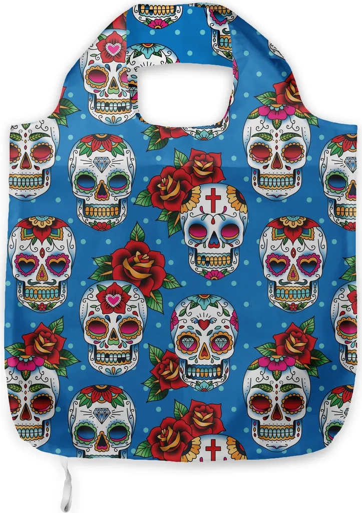 Shopping Bag Teschi Messicani ABAKUHAUS: Tendenza Rose e Skulls