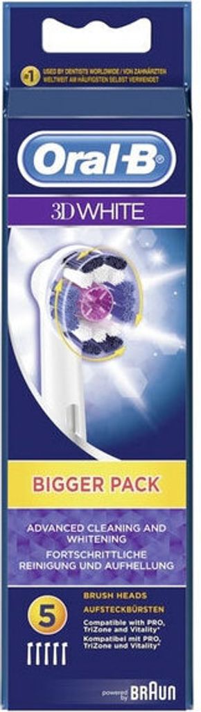 Oral-B 3DWhite Aufsteckbürsten, Für eine natürliche Aufhellung der Zähne, 5 Stück