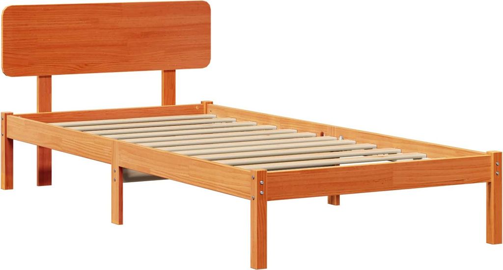 vidaXL Bettrahmen Wachsbraun 75 x 190 cm Massives Kiefernholz