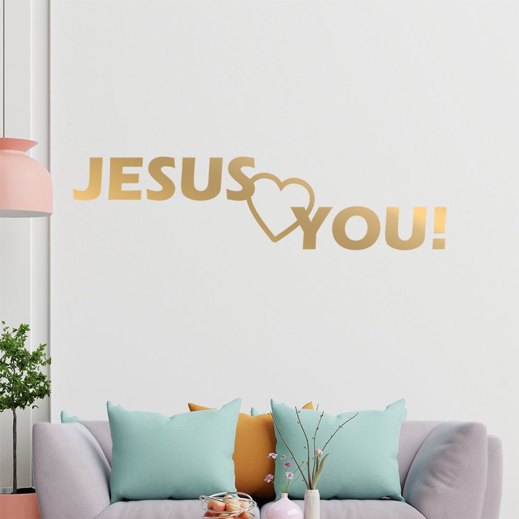 KIWISTAR Jesus Loves You! Jesus liebt dich! Text Wandtattoo in 6 Größen - Wandaufkleber Wall Sticker - Dekoration, Küche, Wohnzimmer, Schlafzimm...