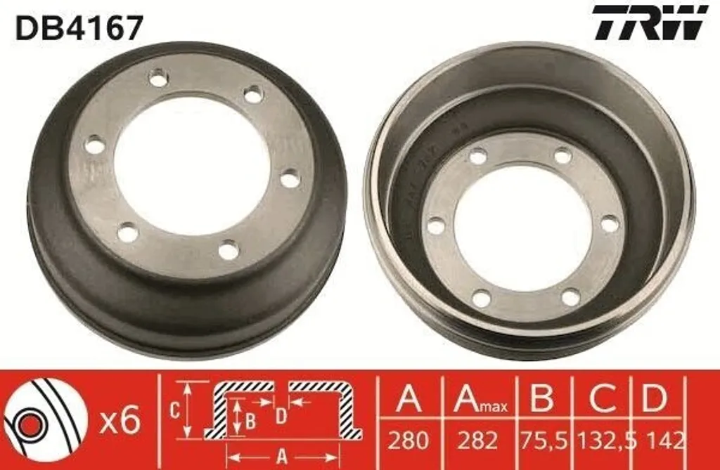 Tambour de frein arrière DB4167 pour Ford Transit et Tourneo Connect