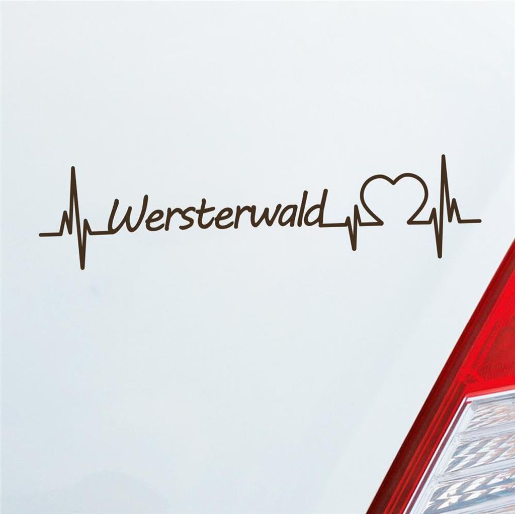 Auto Aufkleber Westerwald Puls Herzschlag mit Ferien Region Motiv 19x5 cm Braun Sticker Heckscheibenaufkleber