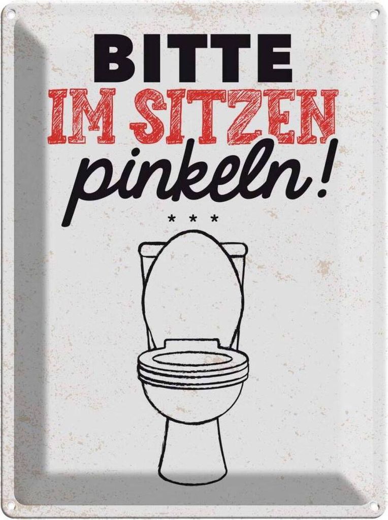 vianmo Blechschild 40x30 cm Bitte im sitzen pinkeln! weiß Warnschild Hinweisschild Sicherheit Vorsicht