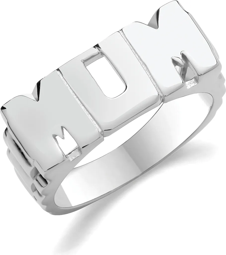 Bague en Argent Fin 925 avec Inscription Mum Taille 63 Polissage Miroir