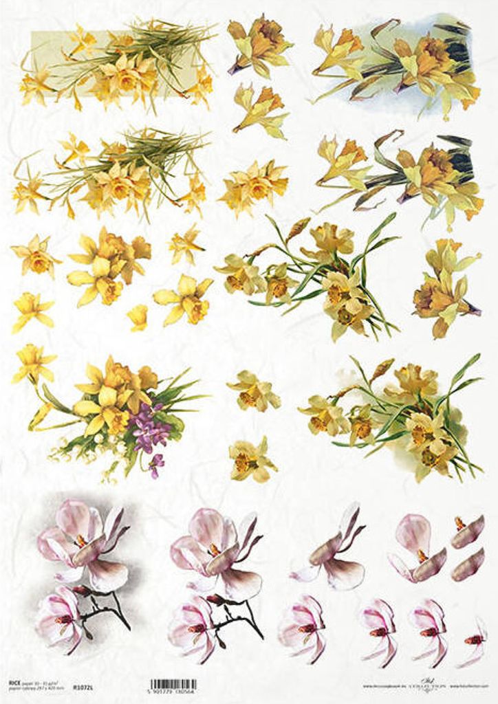 Carta di riso per decoupage A3 ITD-1060L Fiori di primavera Immagine del prodotto 
