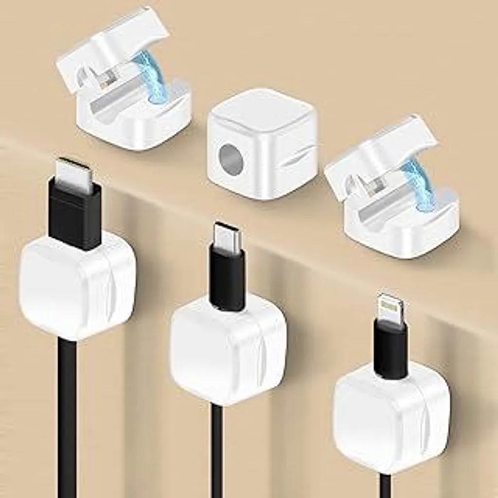Set 6 Clip Magnetiche NISTARCE per Auto e Casa | Fermacavi Adesivi Bianchi