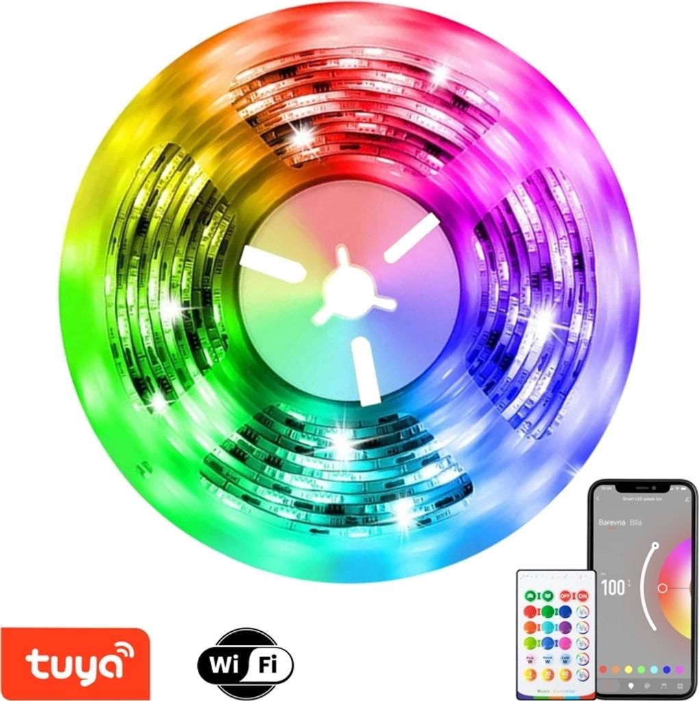 Immax NEO LITE Smart LED Streifen 5m, RGB+CCT, Farbe+dimmbar, WiFi, Fernbedienung, MUSIC