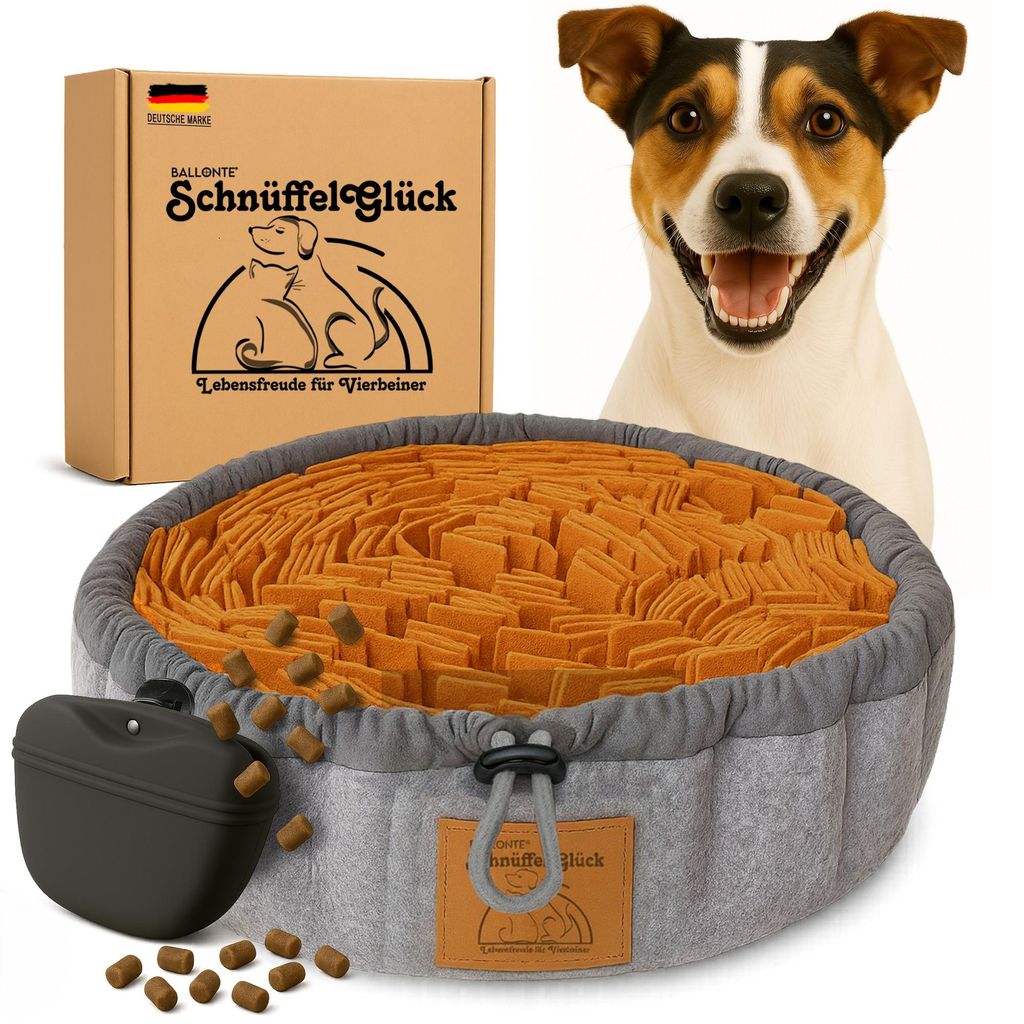 Schnüffelteppich Hund mit Leckerli-Beutel Schnüffelmatte & Intelligenzspielzeug zur Nasenarbeit Hundespielzeug zur Beschäftigung gegen Langeweil...