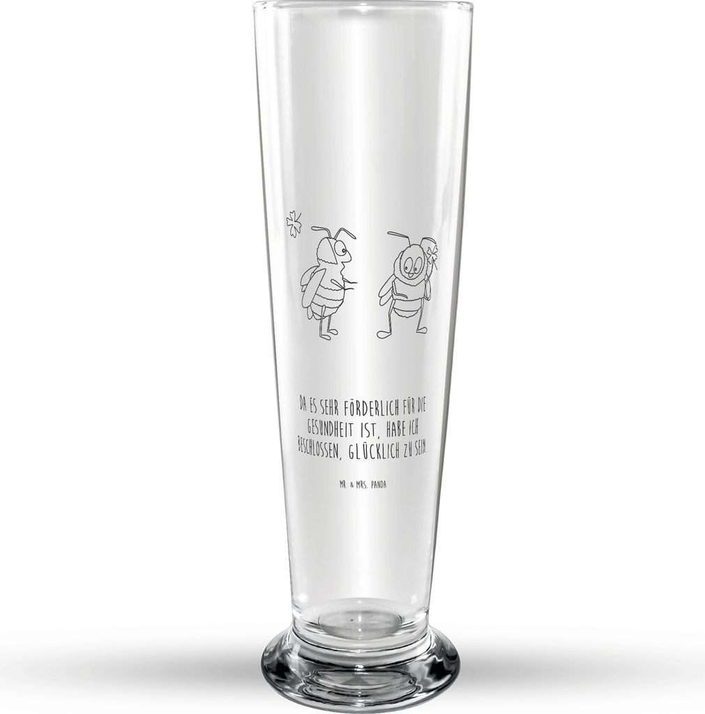 Mr. & Mrs. Panda Bierglas Hummeln Kleeblatt - Transparent - Geschenk, Biene, glücklich sein, Bierbecher, Lustige Sprüche, Trinkglas, Hummel, Glas...
