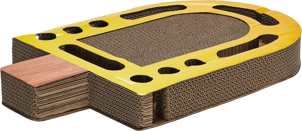 Jouet griffoir Beeztees Crème glacée en carton jaune robuste et fun