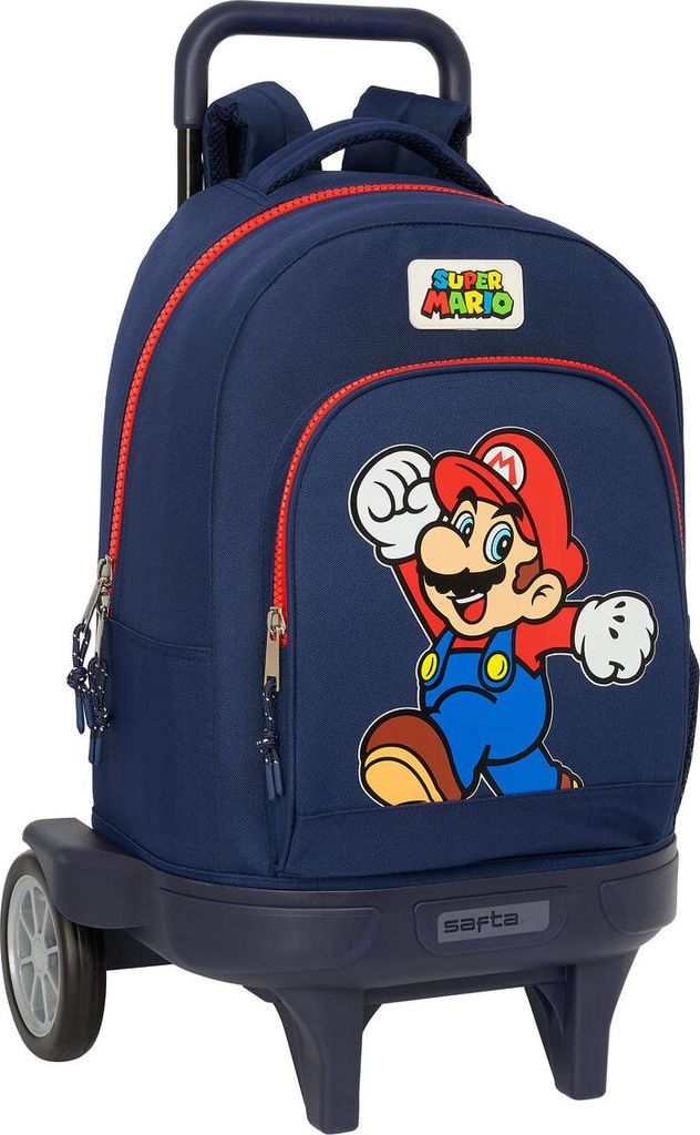 Super Mario World Schulrucksack mit Rädern Marineblau 33 x 45 x 22 cm