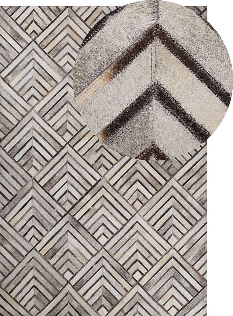 BELIANI Teppich Leder Beige 140 x 200 cm Geometrisches Muster
